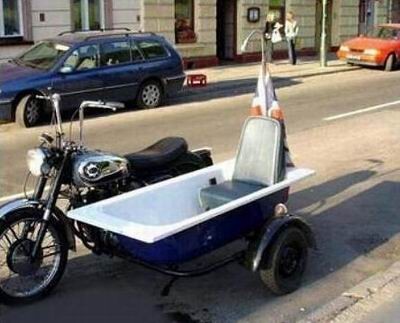 Side car fait maison avec une baignoire :p - side car home made avec une baignoire